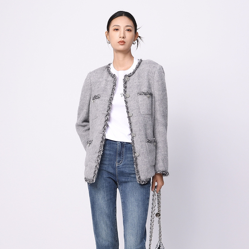 线上专享荷比俪冬小香风长毛呢短大衣HAE40500019