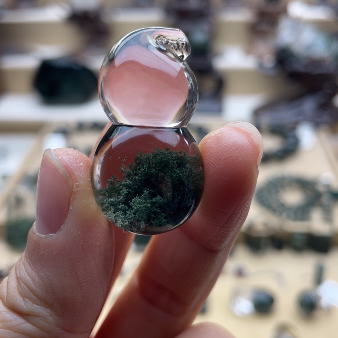 颈饰未镶嵌水晶绿幽灵聚宝盆葫芦