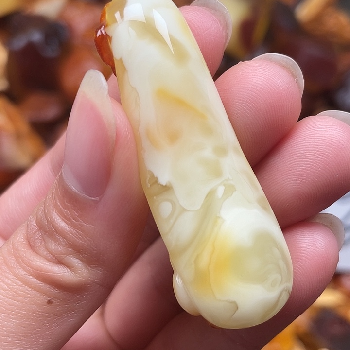 定制琥珀白妖荧光拉丝纹如意棒