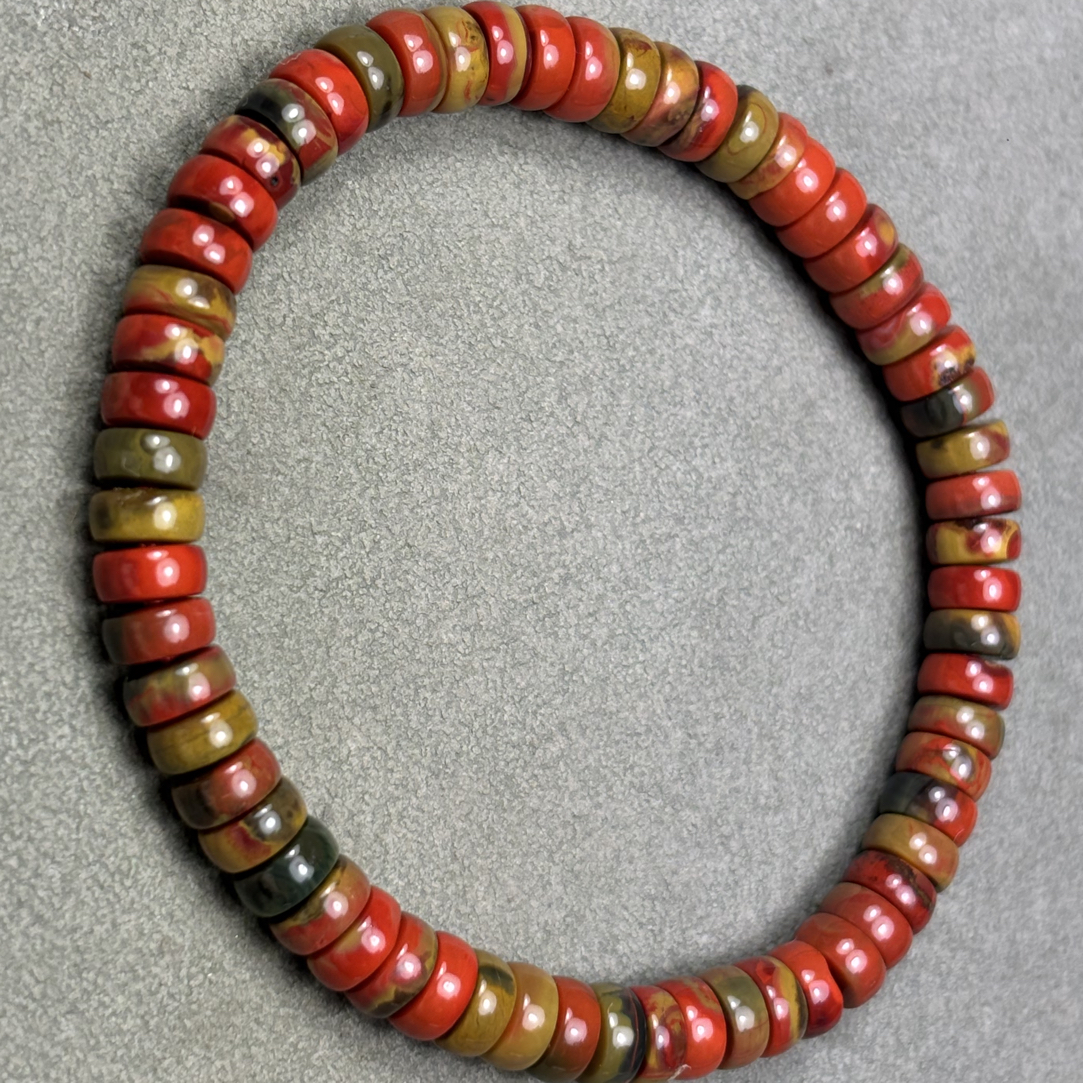 南红黄皮包浆隔片手串