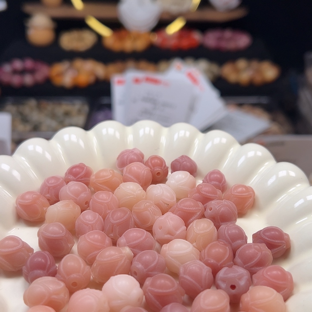 手串菩提根/象牙果卡13粉色玉兰花100颗