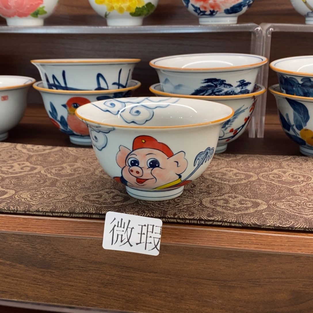 釉下彩老陶泥手工绘制