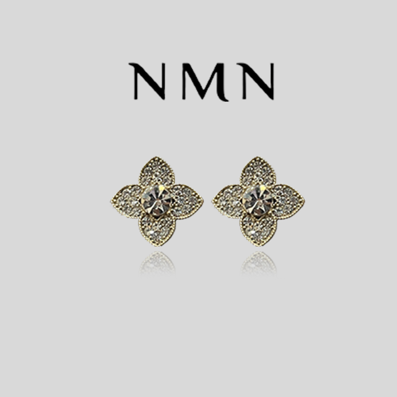 合金耳饰 【NMN高定】金色满钻窄版带钻四叶草耳环26MZYD09220380