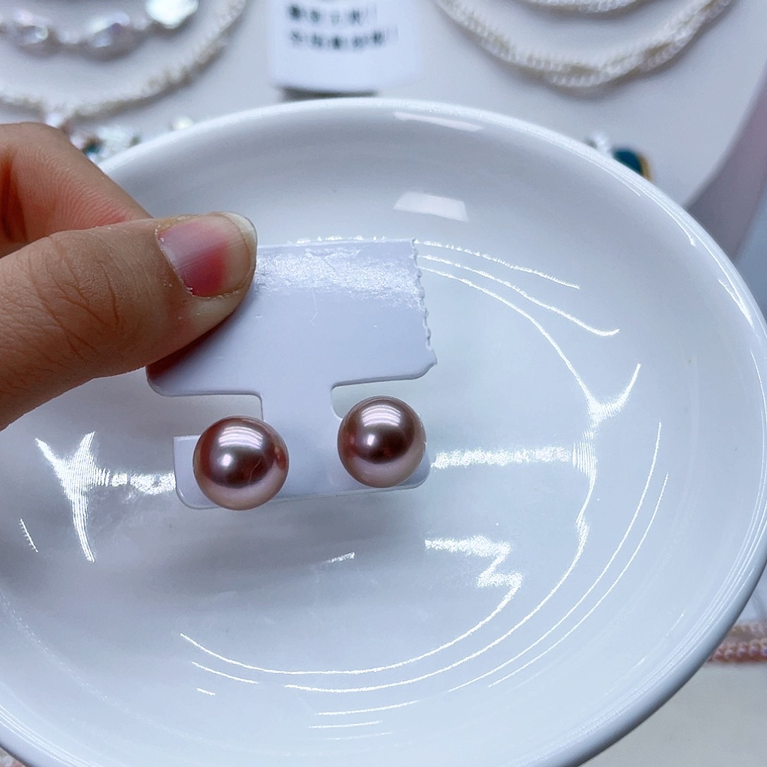 银S925镶嵌耳饰淡水珍珠厚**椰
