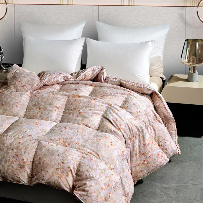 繁花系列高端全棉双层鹅绒被蓬松舒适保暖恒温静音双人鹅绒被芯