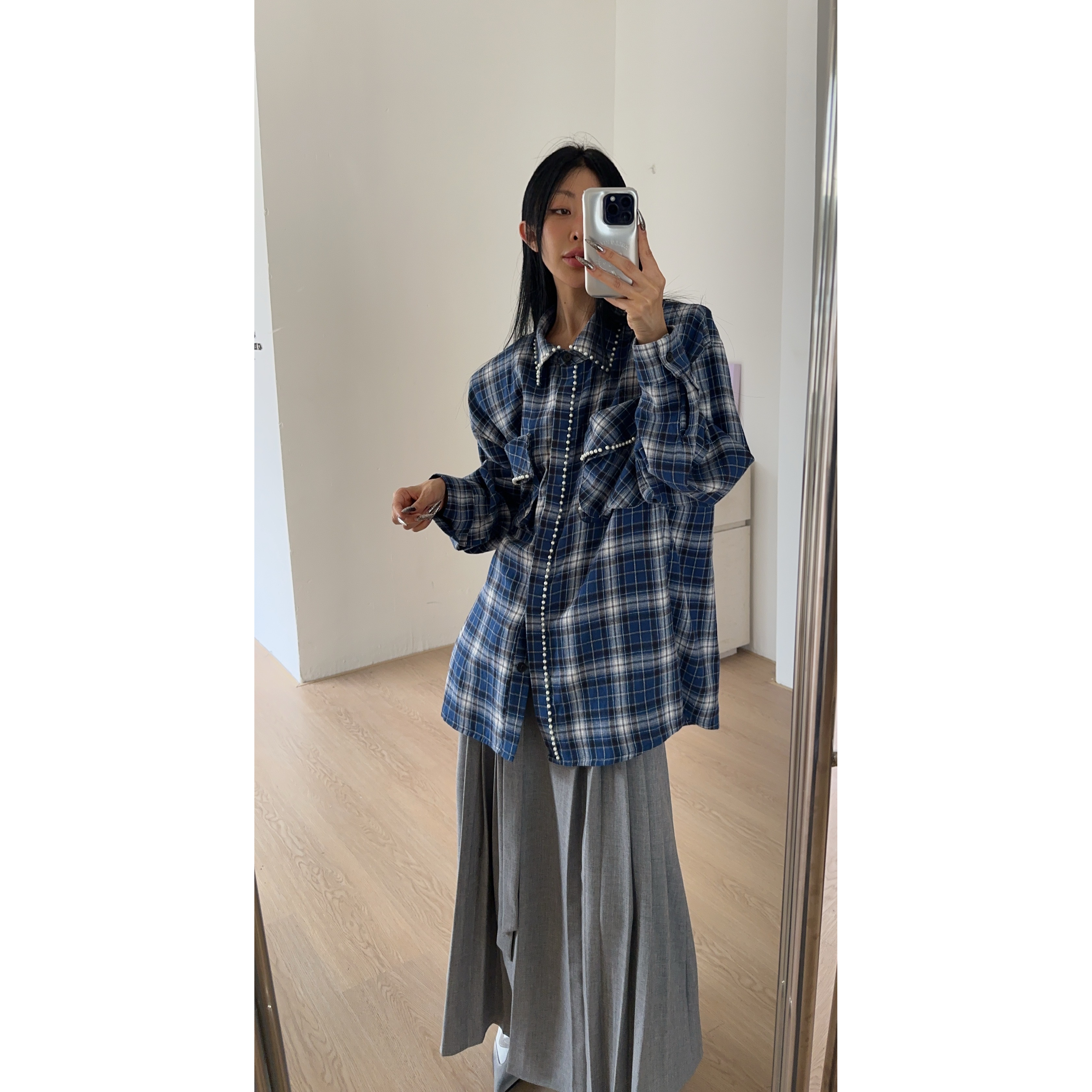 21131（定制福利款NO退NO换）磨毛重工钉珠衬衫