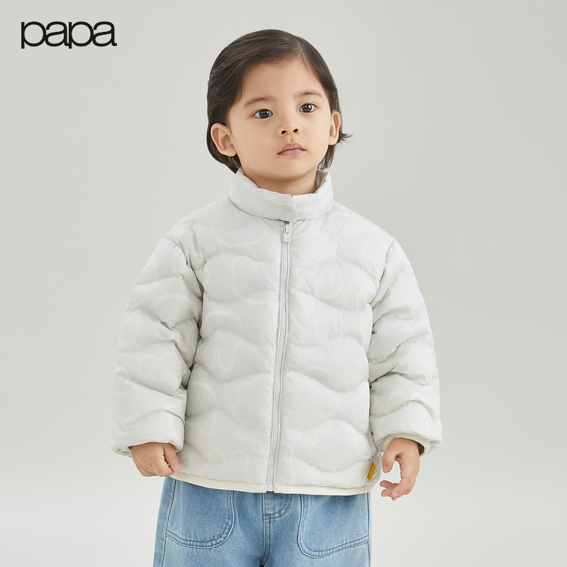 papa爬爬冬季宝宝羽绒服男女宝亲肤轻薄可爱童趣保暖舒适