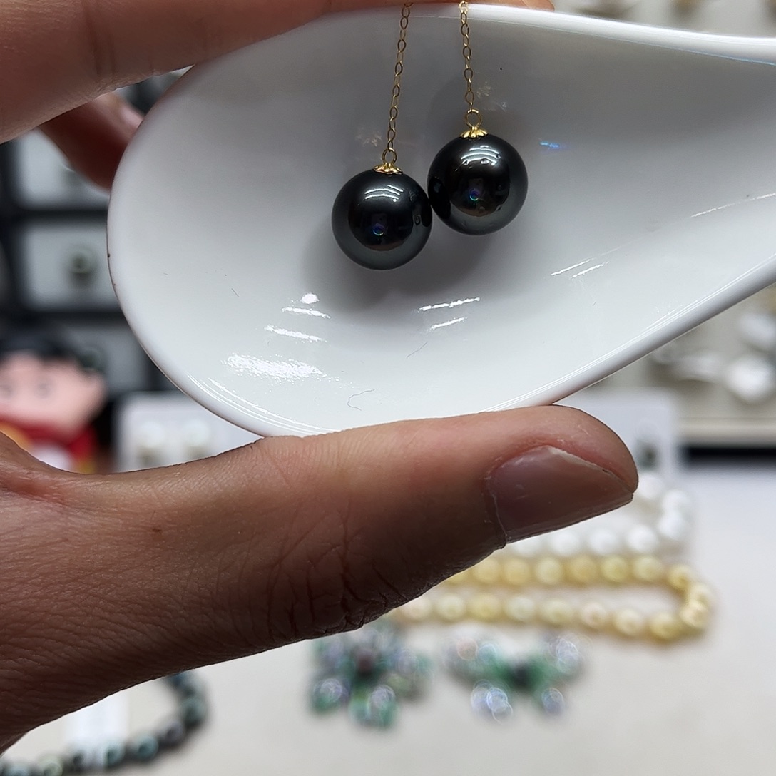 耳饰18K金镶嵌海水珍珠