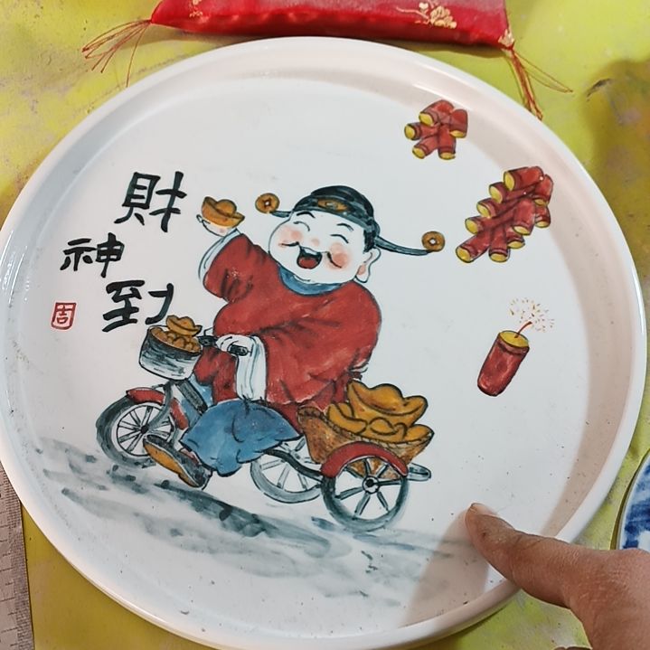盘景德镇手绘釉下彩手绘