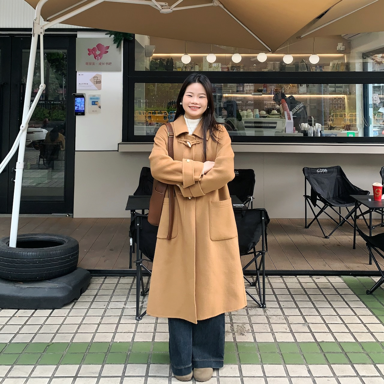 奈看小个子【晚宴流光】韩版中长款绵羊毛大衣秋冬女气质外套