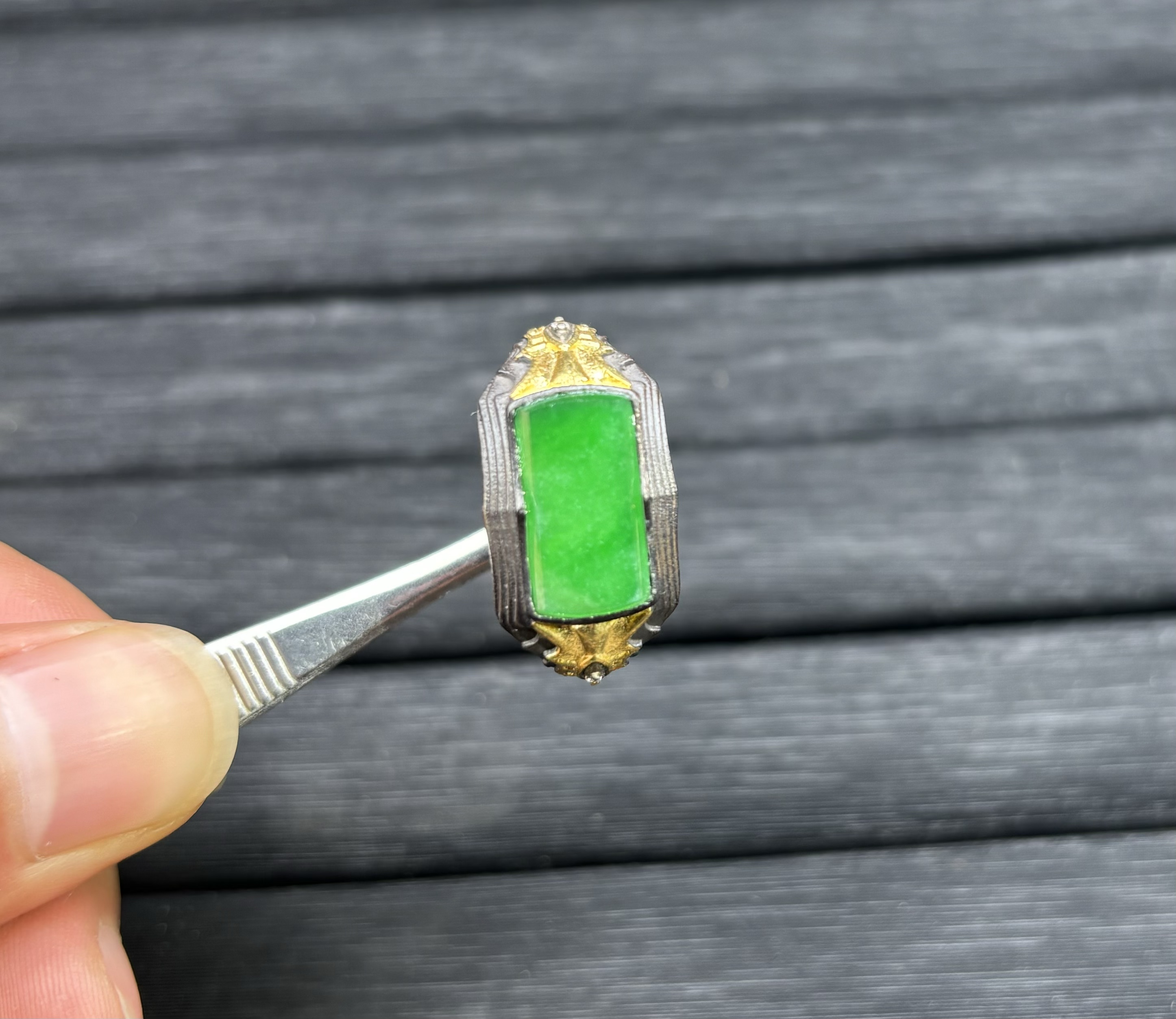 绿水 green water 高冰阳绿马鞍戒指 天然缅甸翡翠