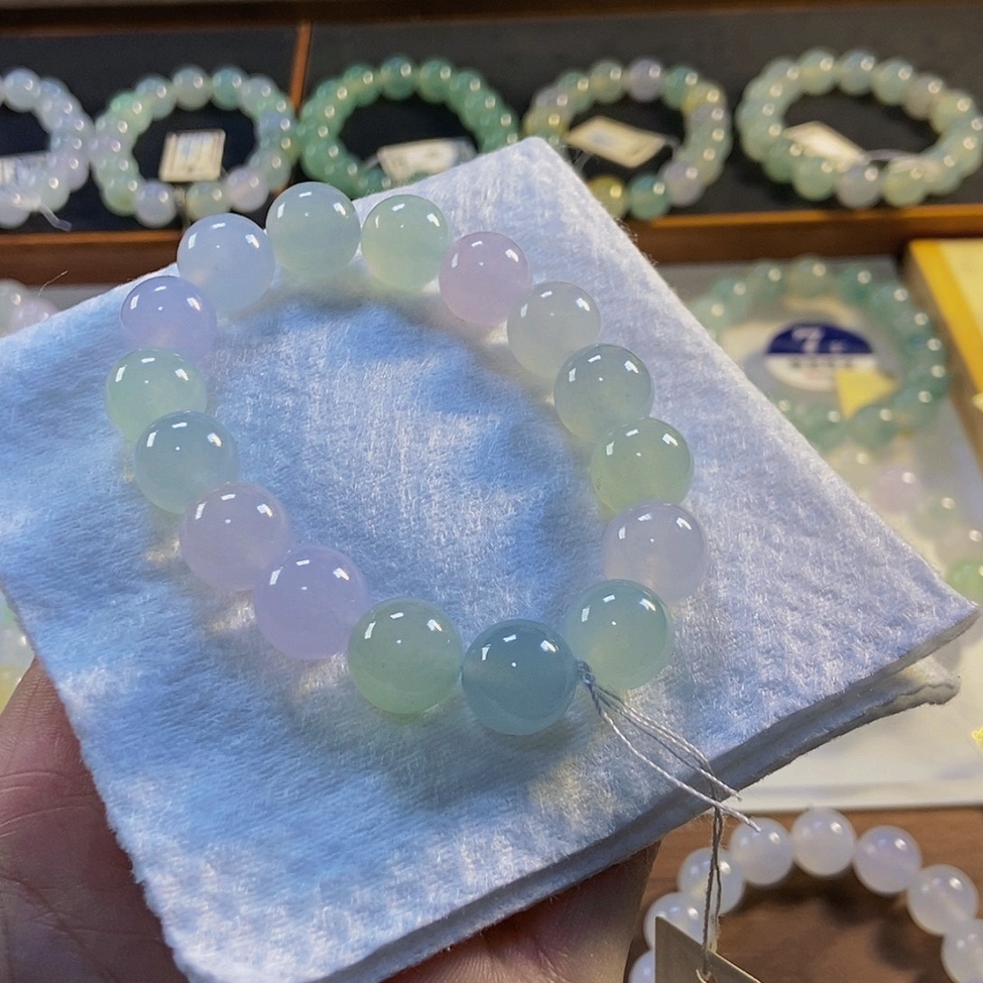 定制翡翠未镶嵌翡翠手串卡12+