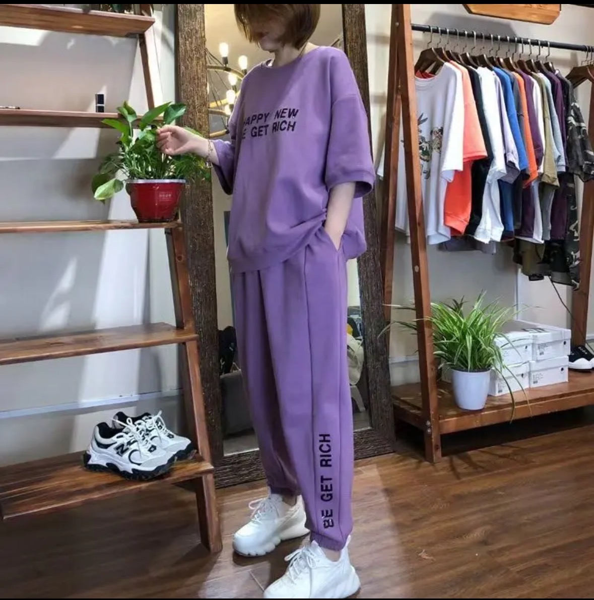 休闲运动服套装女2025夏季新款宽松大码小个子洋气短袖两件套965