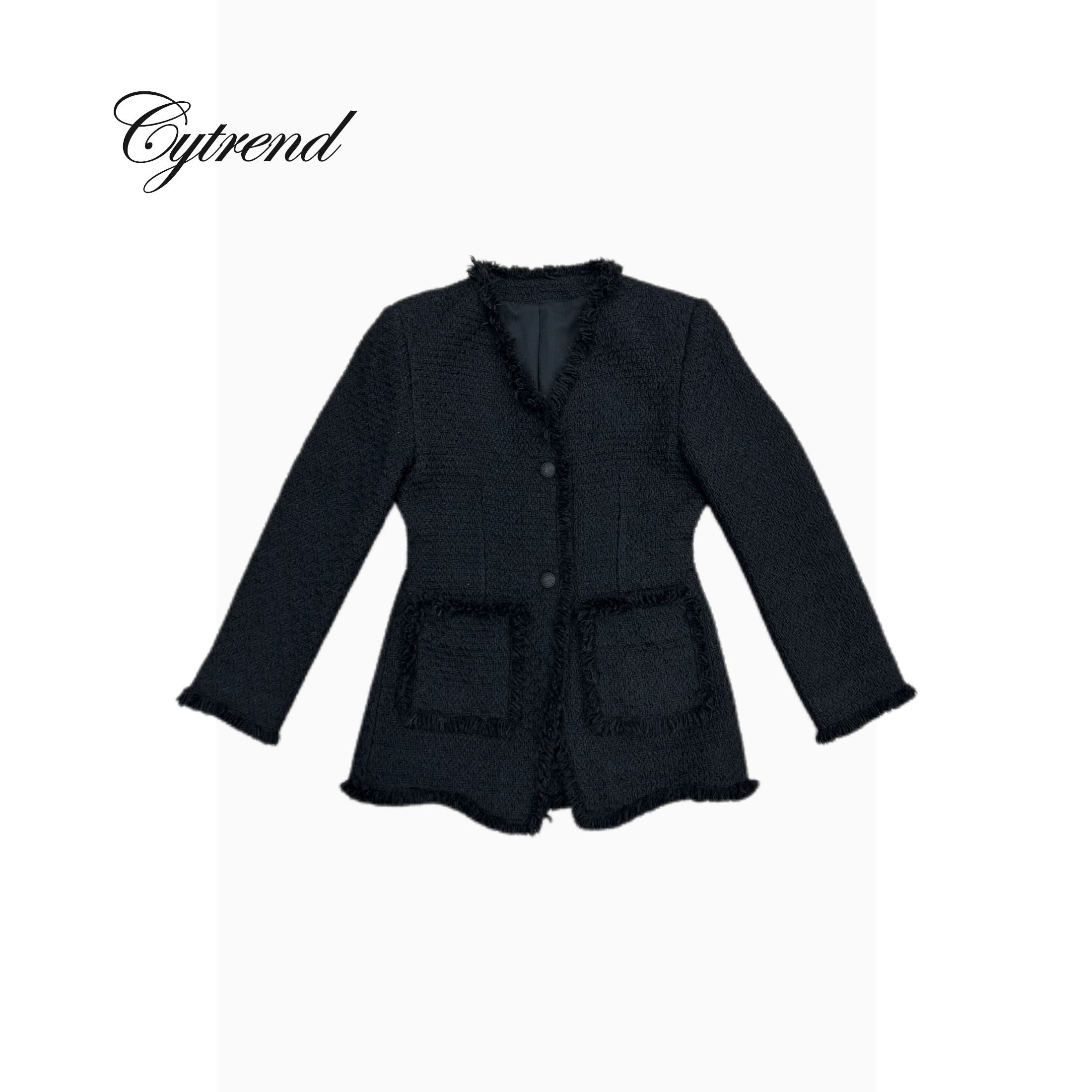 CYXF398小香风羊毛须边收腰手工外套