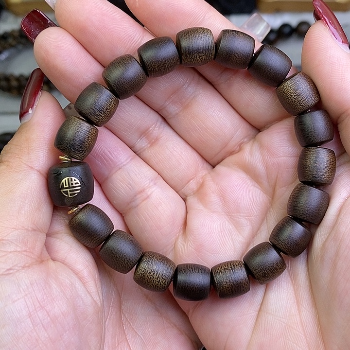 沉香手串越南芽庄白棋楠1.0桶珠