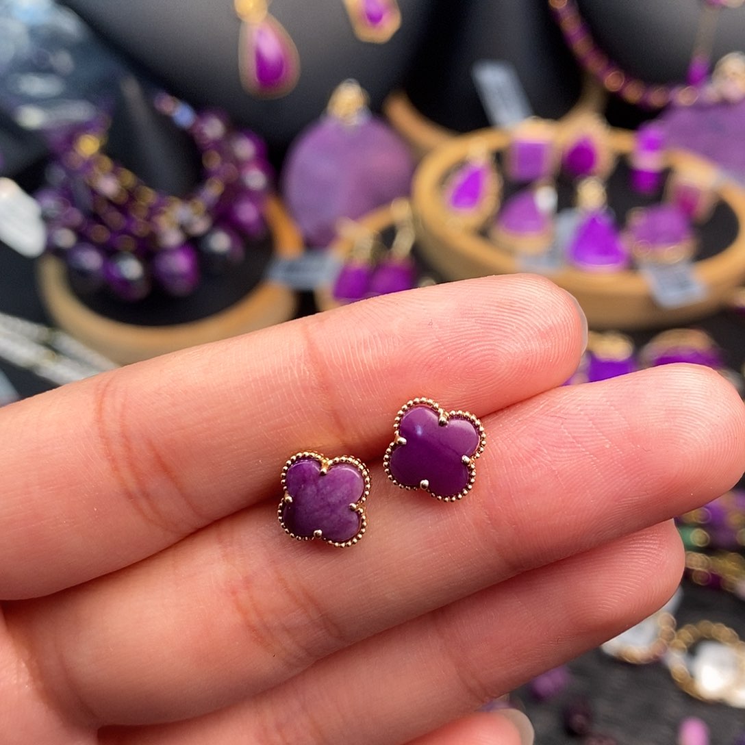 苏纪石（舒俱来）耳饰18K金镶嵌