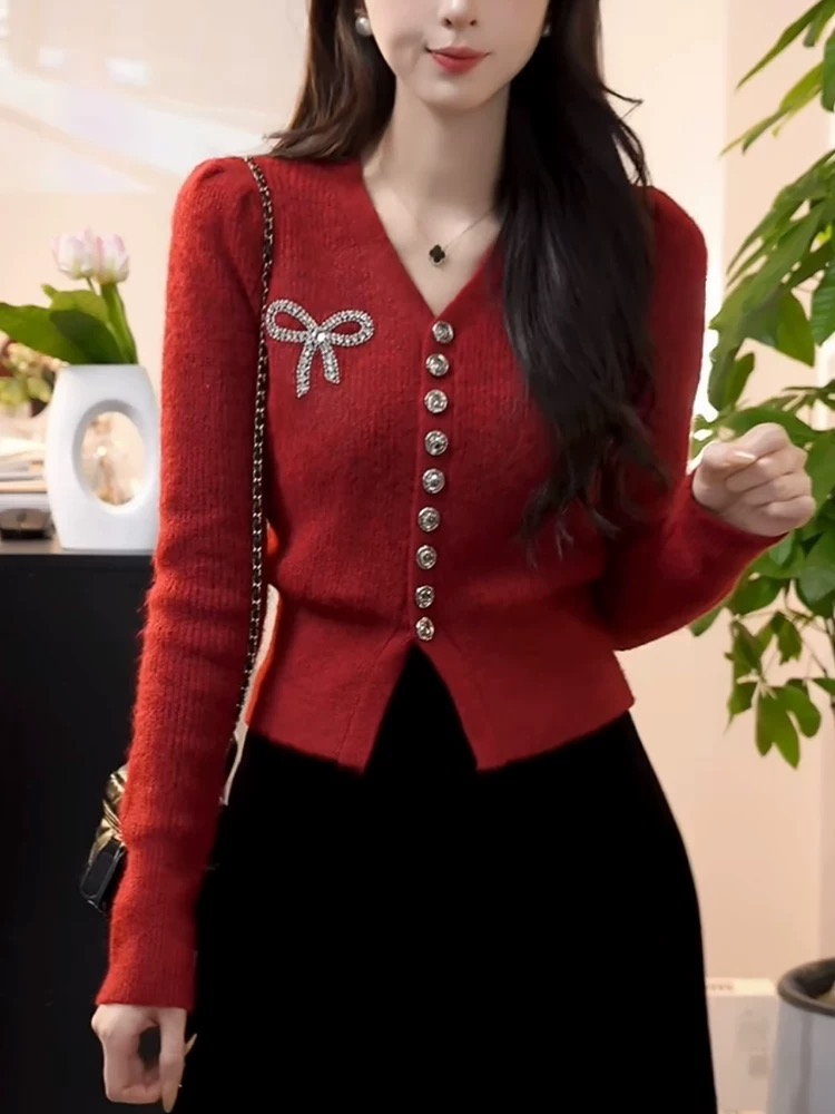 (B61-B120）厚针织毛衣长袖条纹时尚百搭短款上衣套头秋冬毛针织衫