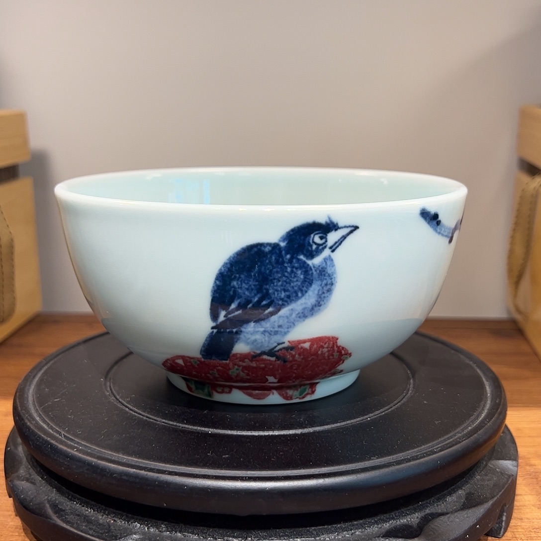 用***6青花釉里红答谢款手工碗