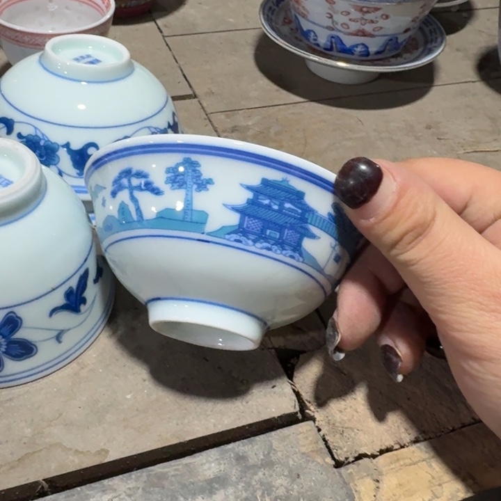 摆件景德镇人名磁场梧桐茶碗