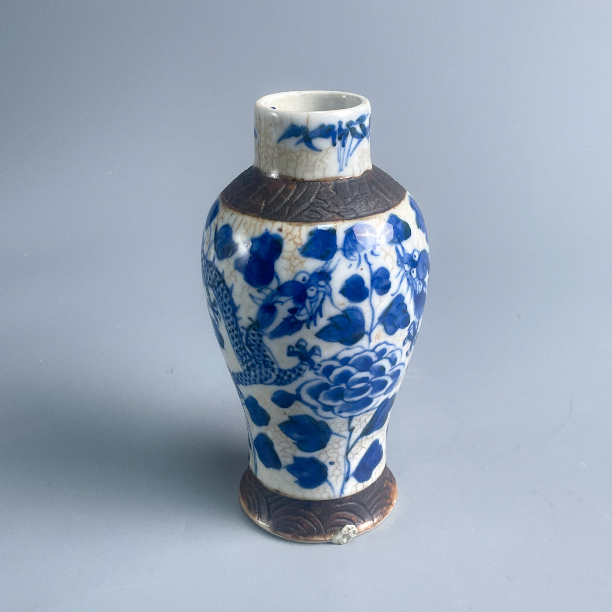 瓷器/古董清光绪哥釉青花龙穿纹梅瓶M25BG000818收藏/文物/绣花张