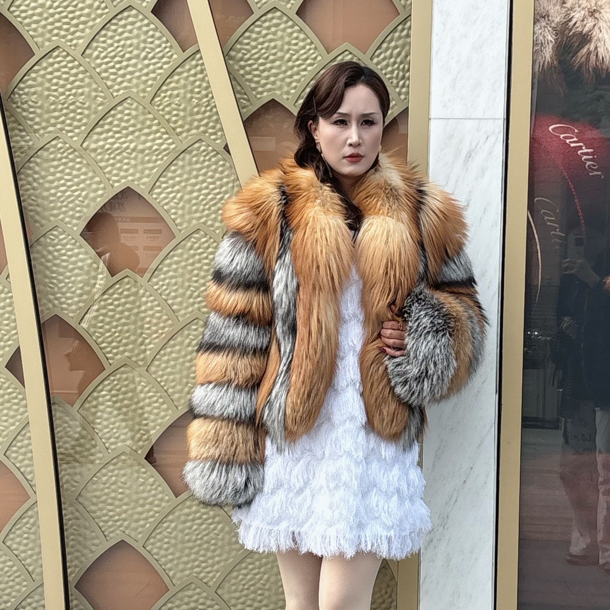 2025新款通用码欧美风皮草外套  
