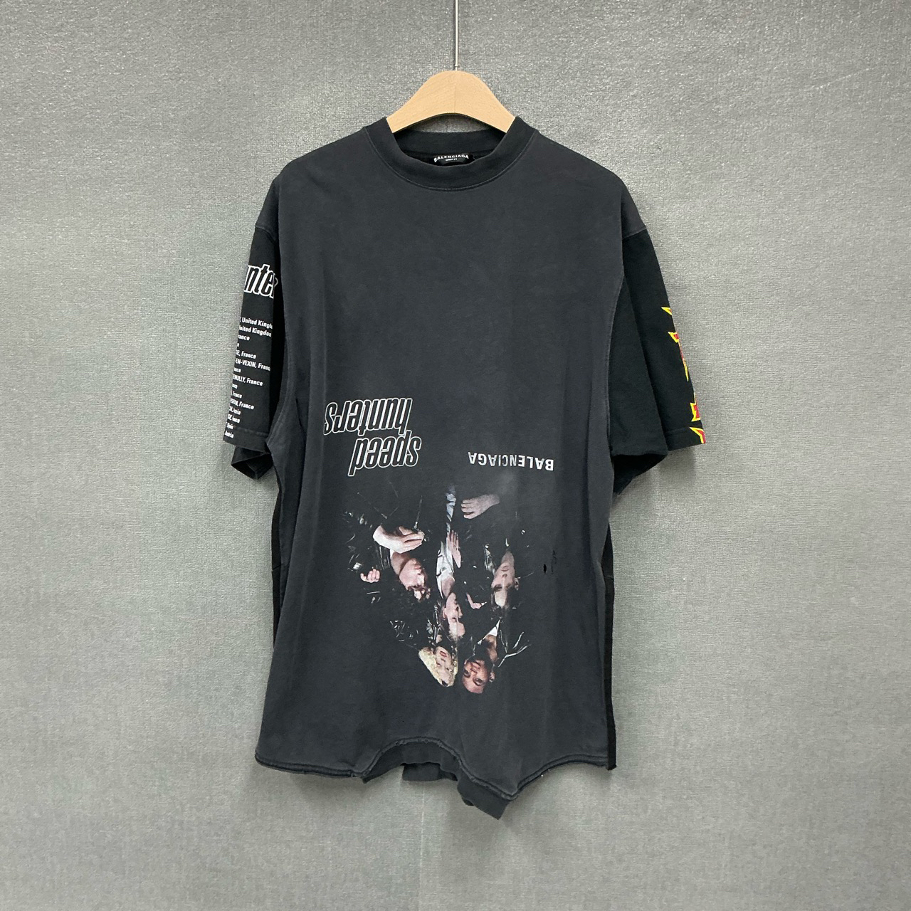 99新 Balenciaga/巴黎世家 反转倒置人像乐队拼接短袖T恤1码