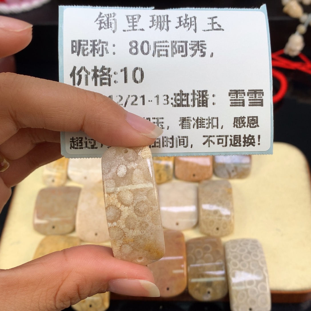 8***，硅化珊瑚（珊瑚玉）未镶嵌吊坠(赠链)
