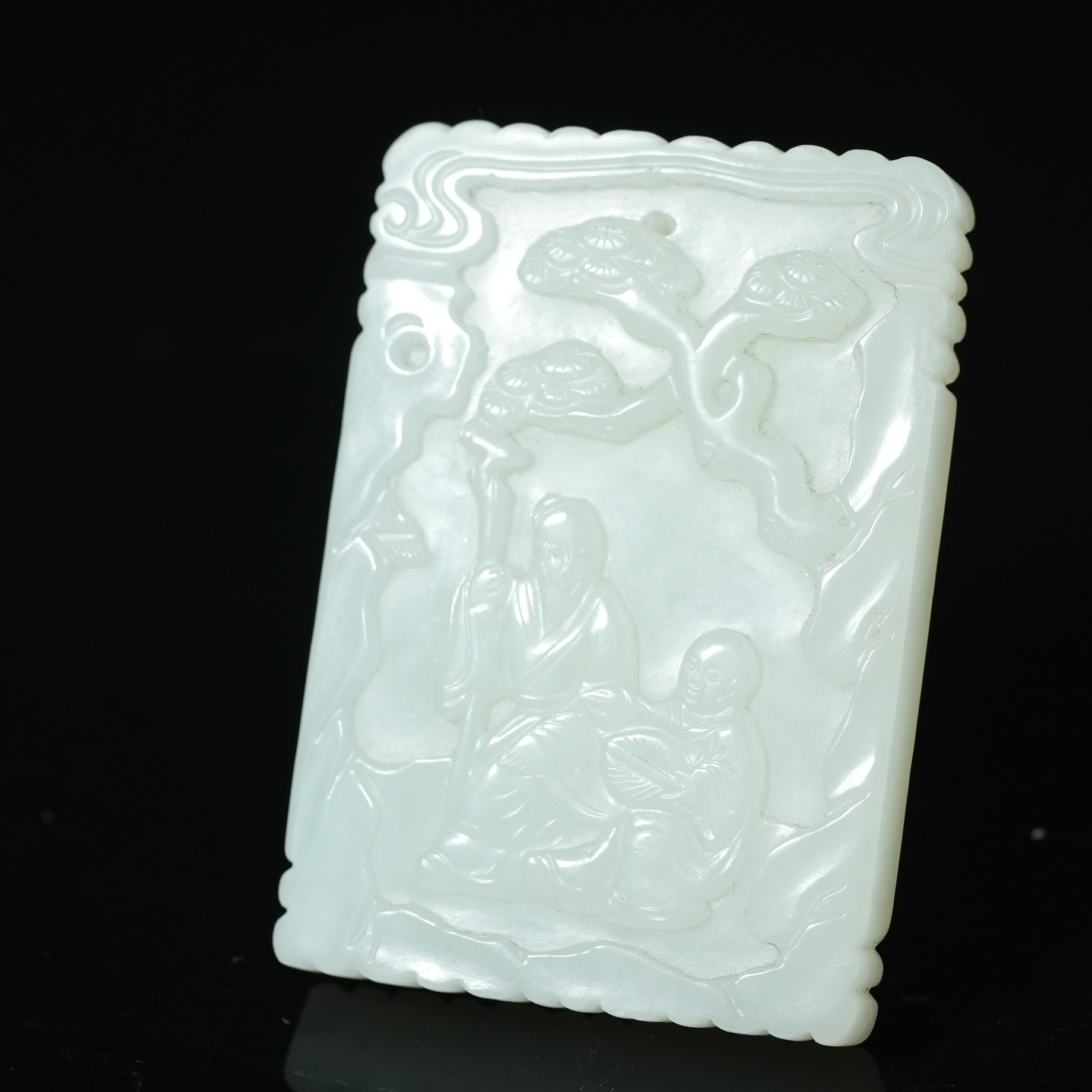 二十世纪中后期和田白玉人物故事牌【华豫之门】AACHYF240505378