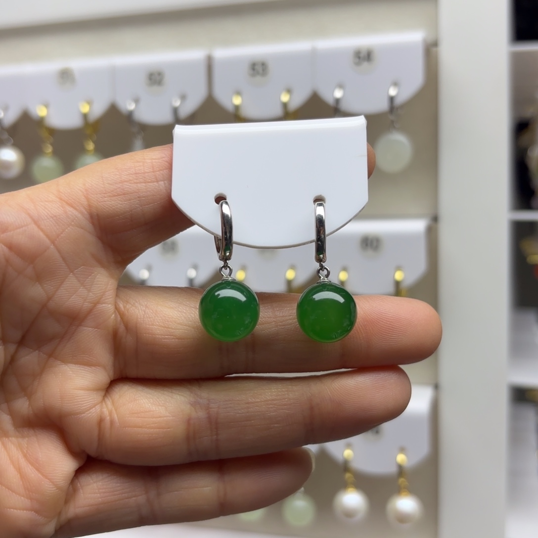 玛瑙/玉髓银S925镶嵌耳饰