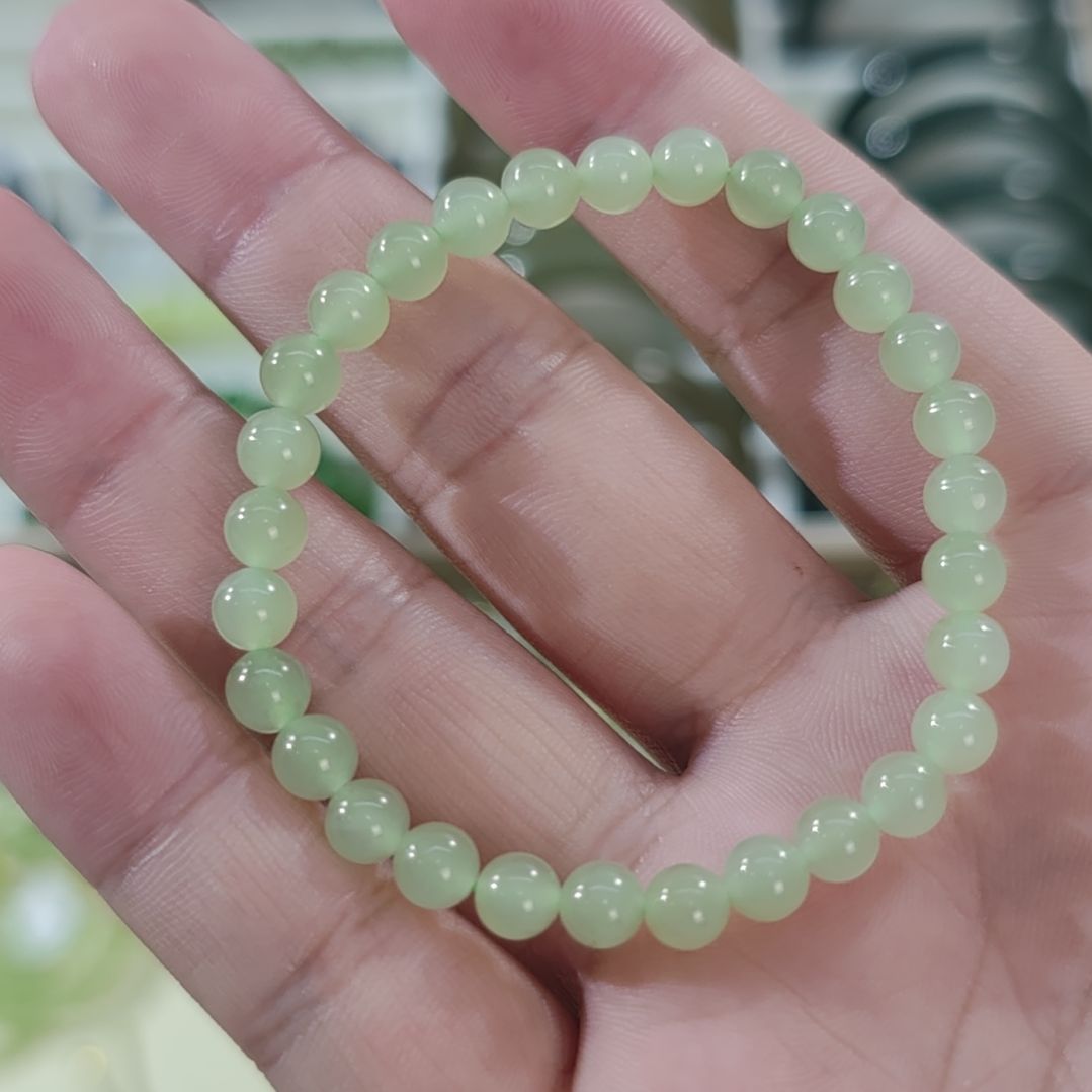 和田玉未镶嵌手链卡6高冰浅晴和田玉手串×1