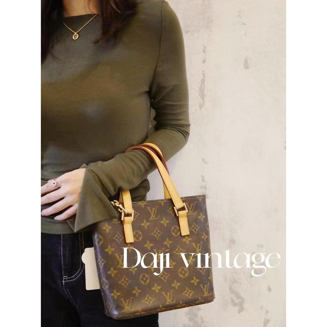 95新 LouisVuitton/路易威登 大吉中古/Lv老花薇薇安手提包