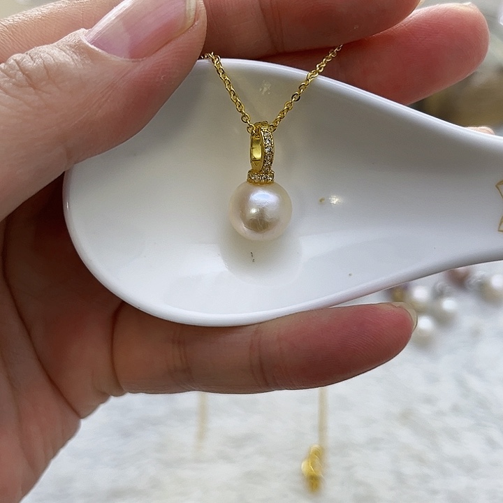 合金白珠金色奶嘴扣淡水珍珠
