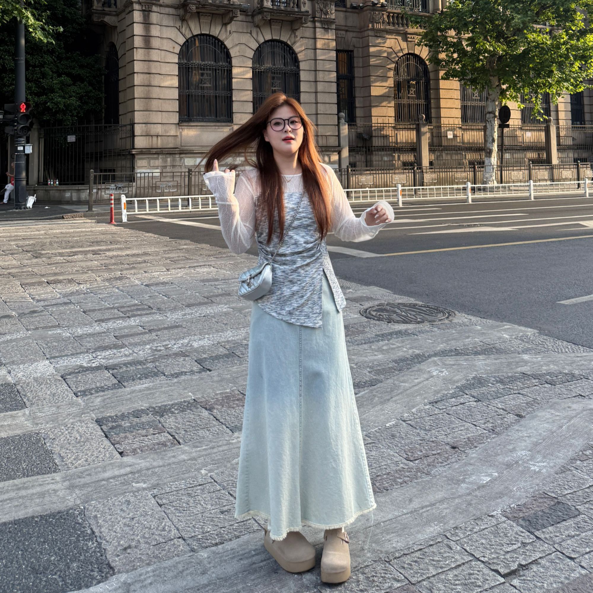 盈盈&南岛风大码女装彩色拼接撞色防晒上衣夏胖mm显瘦T恤ZYY1700