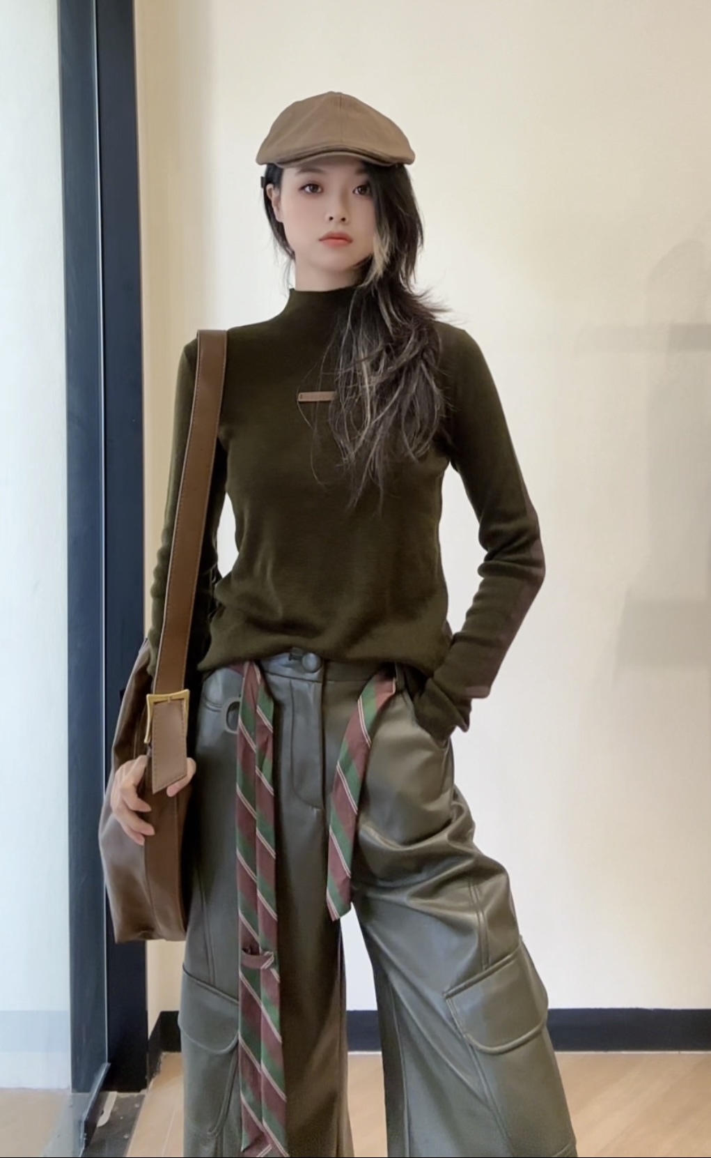 104打底衫女保暖羊毛衫网红修身半高领长袖AB面百搭