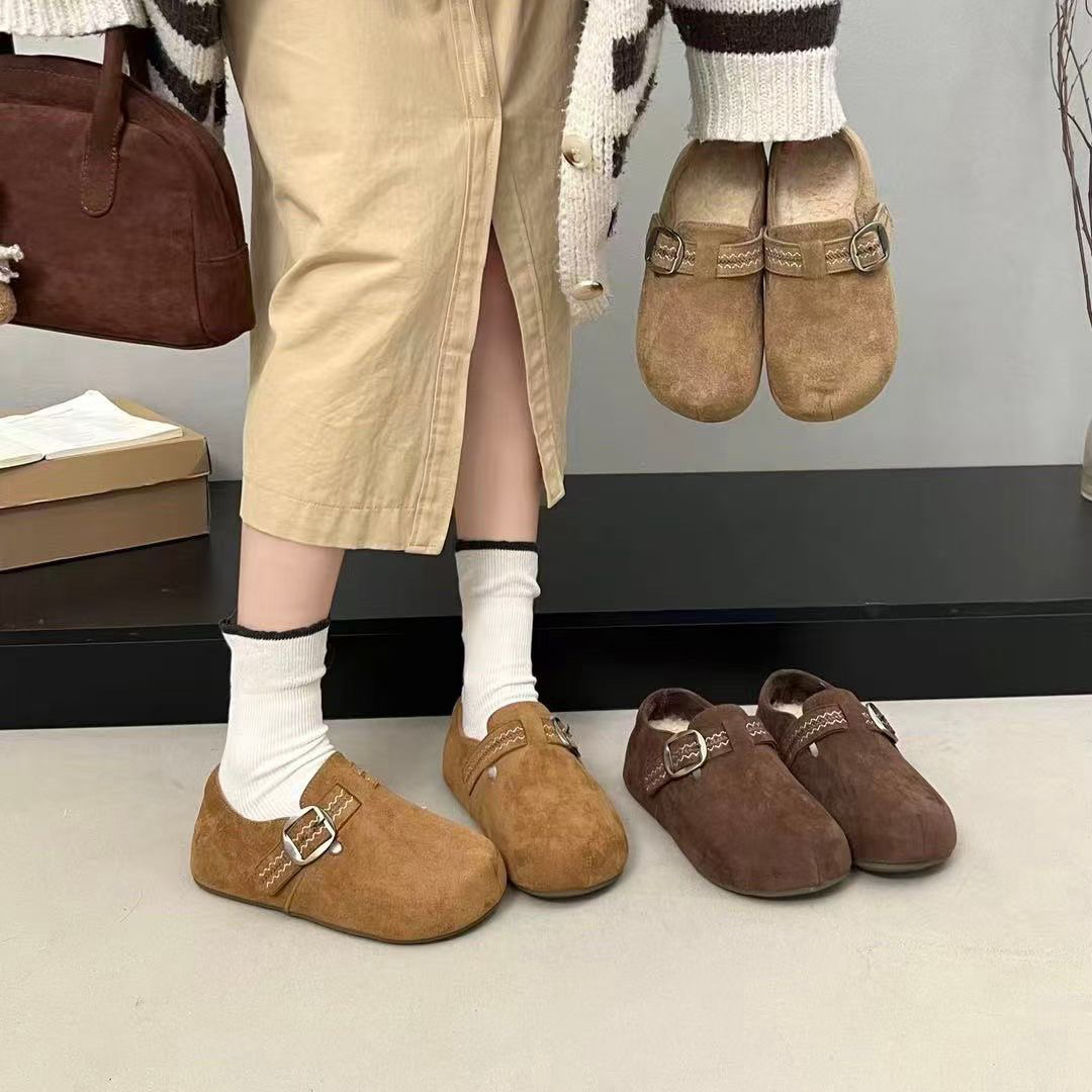 新疆（4厘米）魔术贴时尚休闲鞋增高厚底单鞋毛毛鞋防滑58335