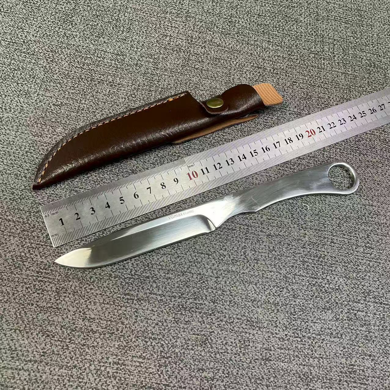家用镜面精抛光水果刀手把肉刀可diy半成品刀胚一体小刀_瓜果刀