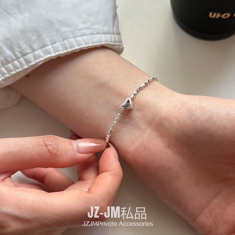 925银手链 【JZ-JM私品】爱心碎银子手链女不规则切割手环新款