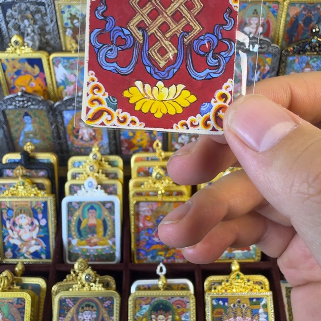 吊坠纯手绘吉祥结唐卡