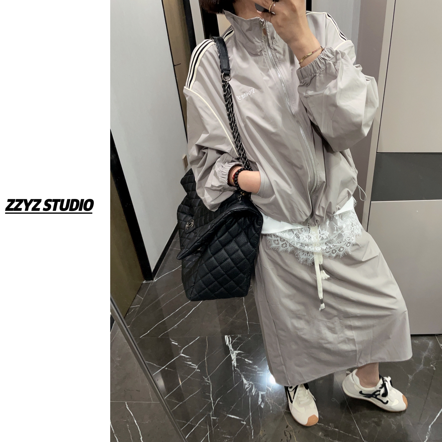 【ZZYZ】韩系慵懒风宽松休闲冲锋衣外套背心裙两件套