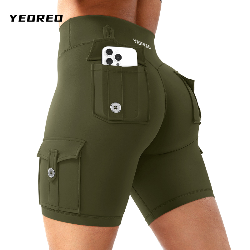 YEOREO Coreflex户外运动工装口袋短裤女显瘦高强度外穿训练骑行