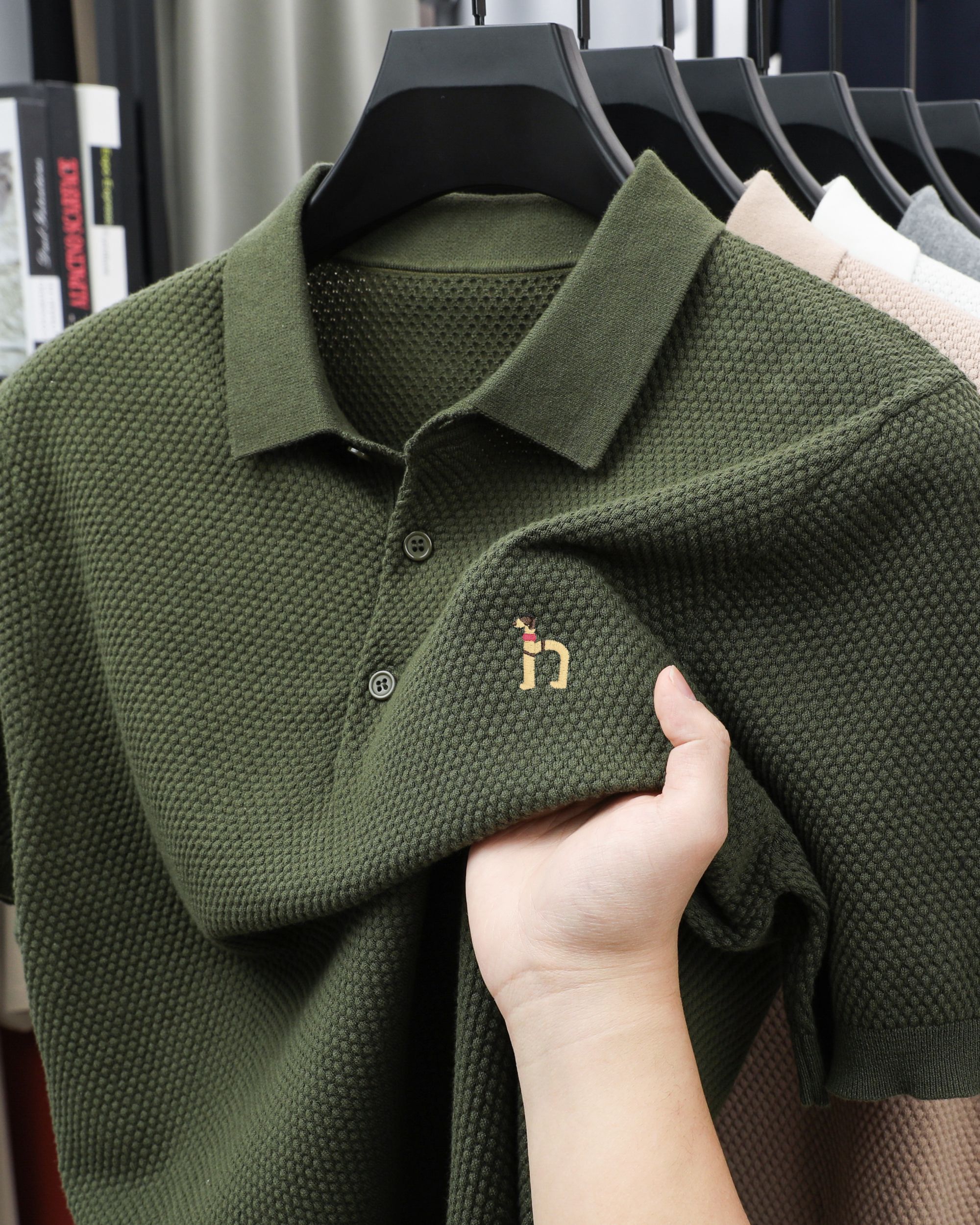  【奥莱撤柜】正品100%棉夏季菠萝纹纯棉针织衫短袖轻奢男POLO衫