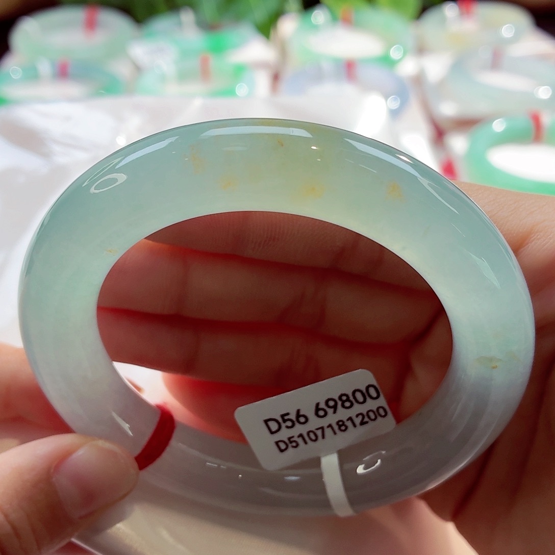 翡翠未镶嵌手镯（圆镯）蓝底桂花糕68-14