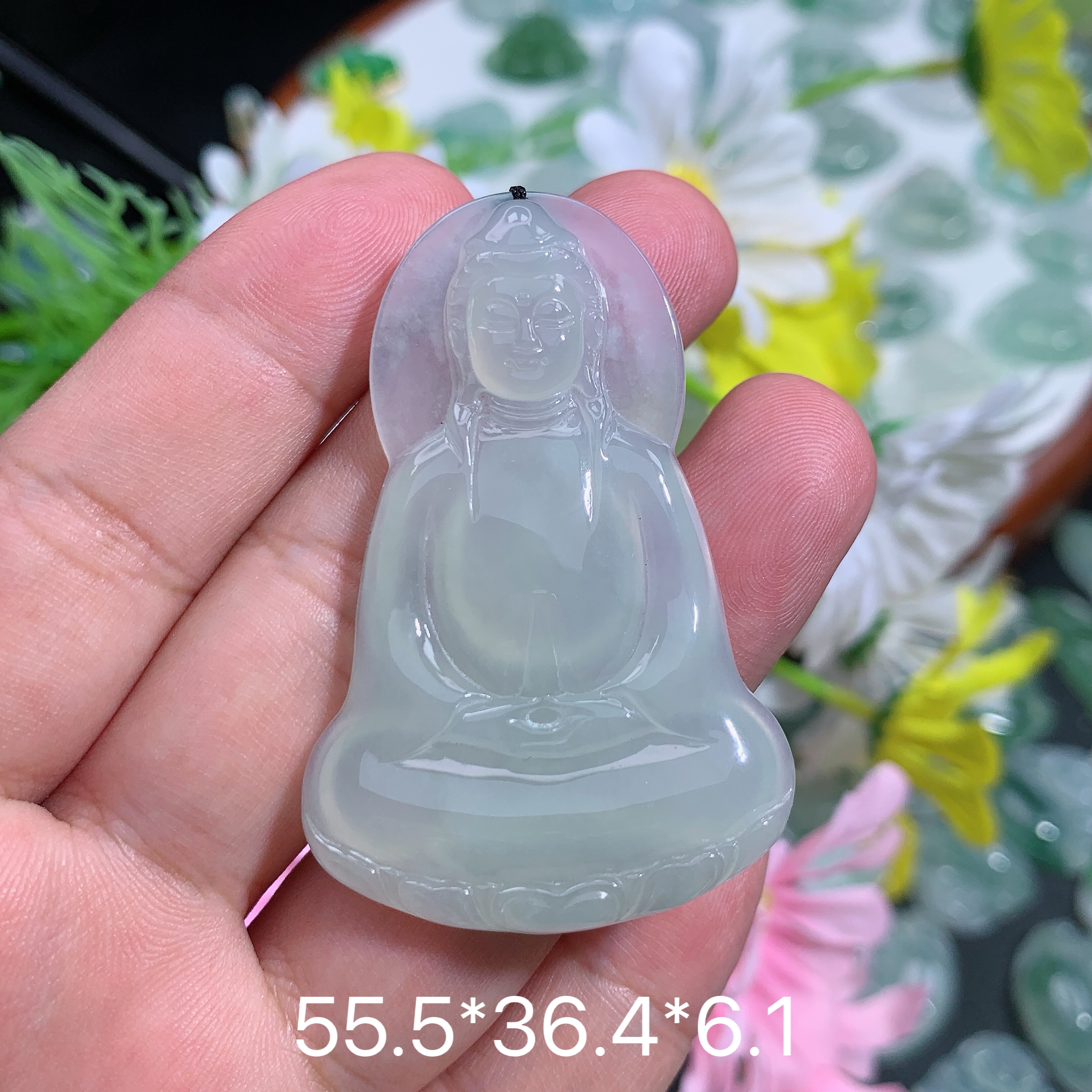 缅甸天然翡翠A货冰种晴底绿素衣观音吊坠品百搭气质精美礼物精雕