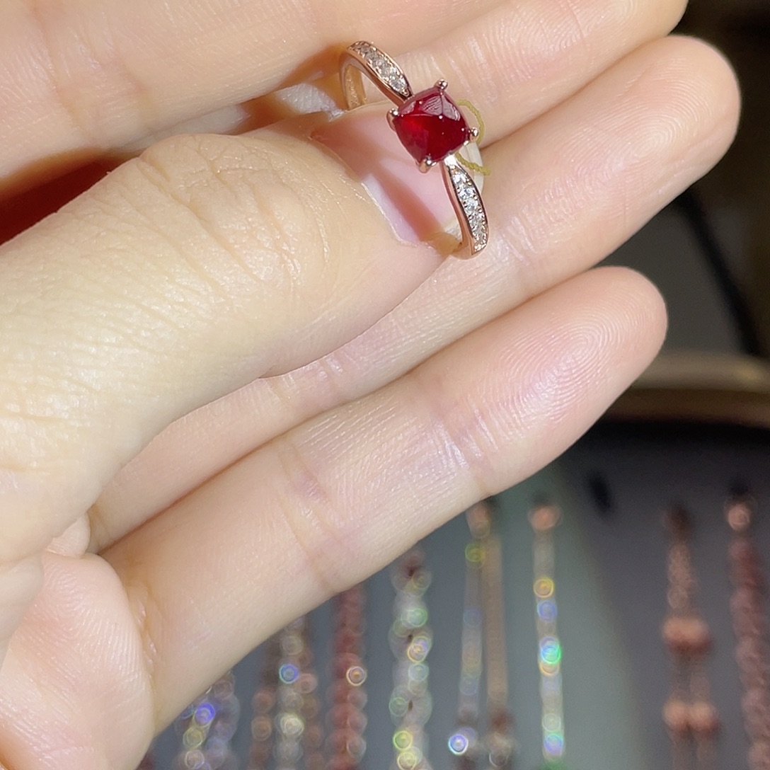 红宝石银S925镶嵌戒指