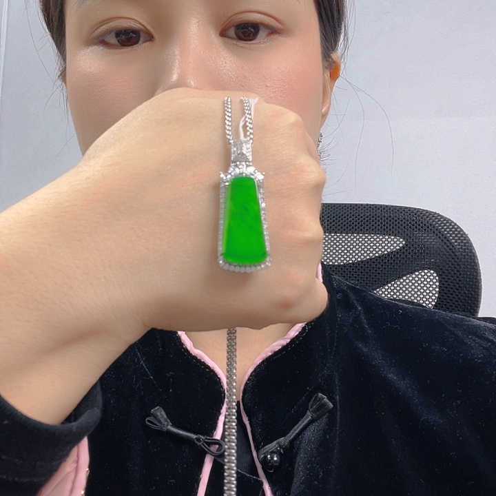 翡翠银S925镶嵌吊坠(不含链)