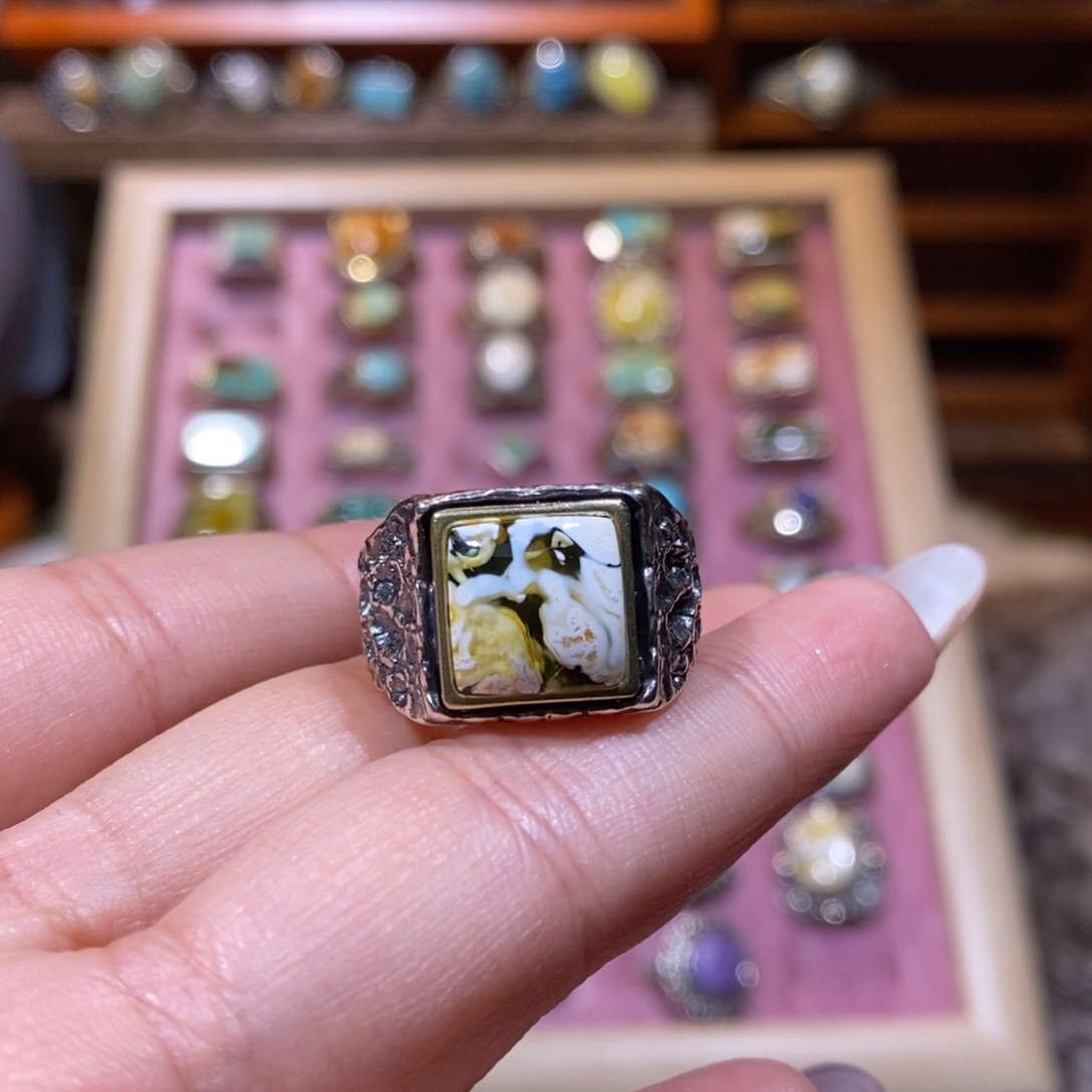 琥珀戒指银S925镶嵌?戒指