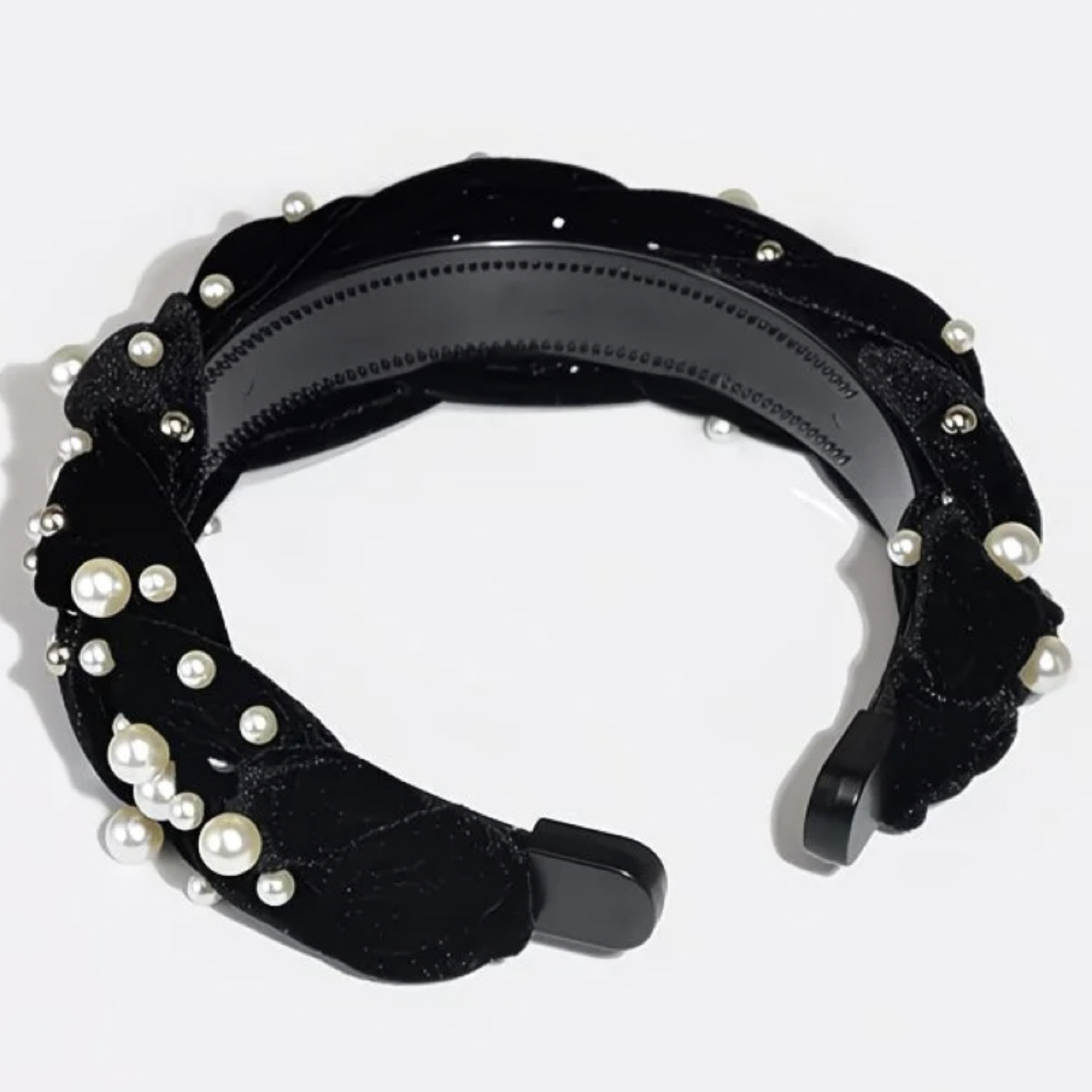 Moonlight高定重工秋冬千惠同款黑丝绒珍珠发箍【702】防滑高颅顶