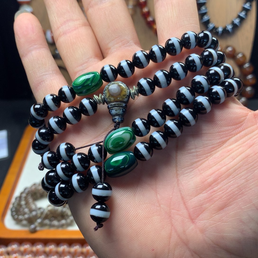 玛瑙/玉髓未镶嵌手链黑白药师