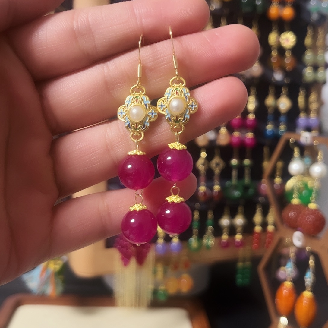 锆石纯铜925银耳饰