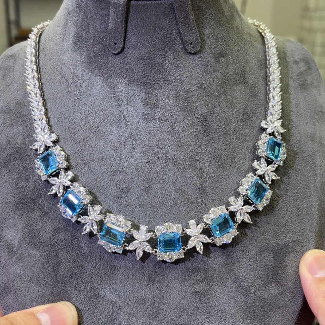 托帕石项链银S925镶嵌